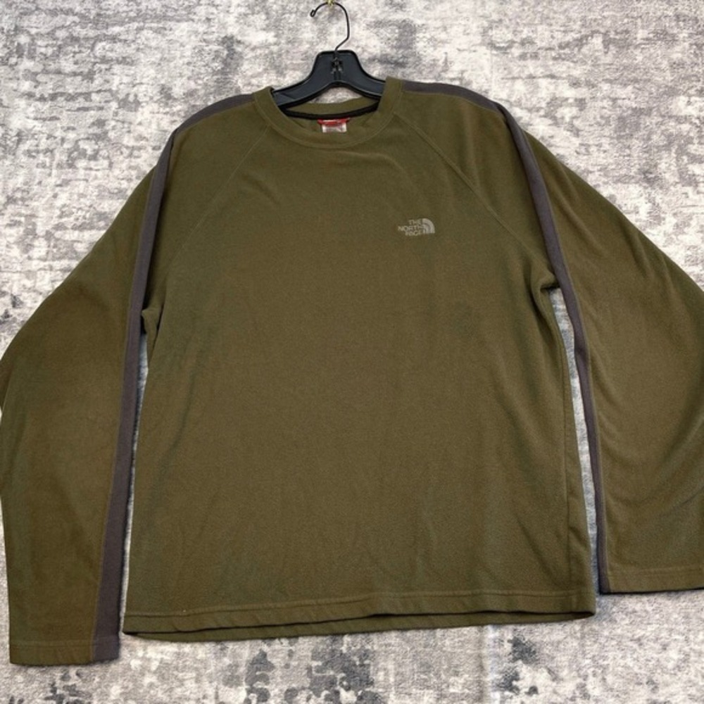 The North Face Mens Medium Olive Green Fleece Crew Neck Long Sleeve‎ Shirt NWOT